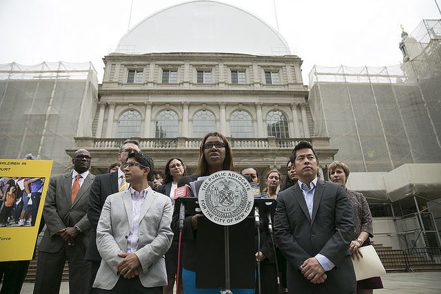 Public Advocate Letitia James hopes the city will cease converting rent-stabilized apartment buildings into shelters.